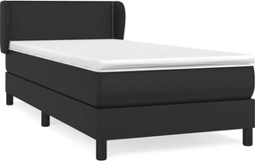 vidaXL Κρεβάτι Boxspring με Στρώμα Μαύρο 90x190εκ. από Συνθετικό Δέρμα