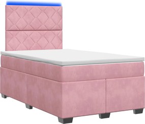vidaXL Κρεβάτι box spring με στρώμα Ροζ 120 x 200 cm Βελούδο