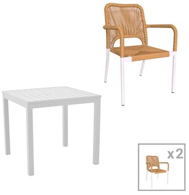 Intrahome Τραπεζαρία Kliton - Norture σετ 3τεμ Intrahome αλουμίνιο σε λευκή απόχρωση 80x80x74εκ | SKU: INTRAPA-311111809