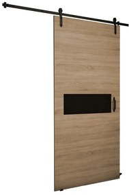 Συρόμενες πόρτες Dover 157, 35 kg, Μαύρο, Sonoma οξιά, Πλαστικοποιημένη μοριοσανίδα, Ανοιχτό καφέ, Αλουμίνιο | Epipla1.gr