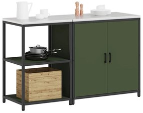 vidaXL Σετ Αποθήκευσης Κουζίνας με ράφι με πόρτα 2 pcs Ελιά Πράσινη