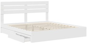 vidaXL Κρεβάτι Αποθήκης Λευκό 200 x 200 cm Επεξεργασμένο ξύλο