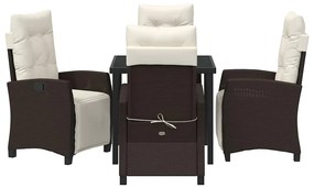 vidaXL Σέτ φαγητού για κήπο με μαξιλάρι 5 pcs Καφέ συνθετικό ρατάν