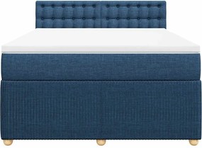vidaXL Κρεβάτι Boxspring με Στρώμα Μπλε 140x190 εκ. Υφασμάτινο