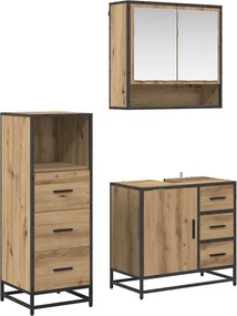 vidaXL Σετ Επίπλων Μπάνιου 3 pcs Artisan Oak Επεξεργασμένο ξύλο