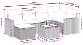 vidaXL Σετ Σαλονιού Κήπου 7 τεμ. Γκρι Συνθετικό Ρατάν με Μαξιλάρια