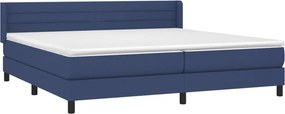 vidaXL Κρεβάτι Boxspring με Στρώμα Μπλε 200x200 εκ. Υφασμάτινο