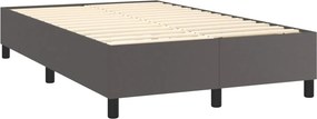 vidaXL Κρεβάτι Boxspring με Στρώμα Γκρι 120x200εκ. από Συνθετικό Δέρμα