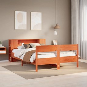 vidaXL Κρεβάτι Βιβλιοθήκη Χωρίς Στρώμα 135x190 εκ Μασίφ Ξύλο Πεύκου