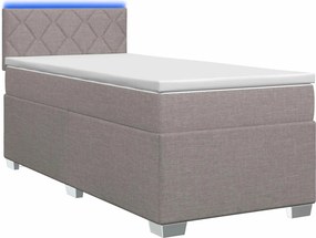 vidaXL Κρεβάτι Box Spring με Στρώμα και LED Taupe 80 x 200 cm Ύφασμα