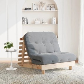 Καναπές Κρεβάτι Futon με Στρώμα 100x206x11εκ. Μασίφ Ξύλο Πεύκου - Καφέ