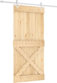 vidaXL Συρόμενη Πόρτα Φυσικό και Λευκό 95 x 210 cm