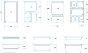 Gastronorm Container - 1/1 GN - 2cm Deep - Stainless Steel - Perforated