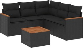 vidaXL Patio Sofa Set 5-θέσια Black