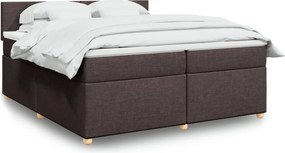 vidaXL Κρεβάτι Boxspring με Στρώμα Σκούρο Καφέ 200x200 εκ. Υφασμάτινο