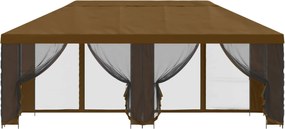 vidaXL Κιόσκι με Πλαϊνές Τοίχους 6 x 3 m Taupe Πολυεστέρας και Χάλυβας