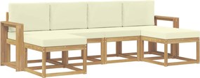 vidaXL Σειρά Καναπέ Εξωτερικού 6 pcs Λευκό και Κρεμ Πολυεστέρας