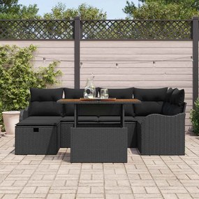 vidaXL Σετ Καναπέ Κήπου 7 pcs Μαύρο συνθετικό ρατάν
