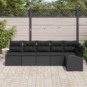 vidaXL Σετ Καναπέ Κήπου με μαξιλάρι 6 pcs Μαύρο Πολυ ράταν