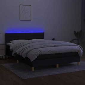 ΚΡΕΒΑΤΙ BOXSPRING ΜΕ ΣΤΡΩΜΑ &amp; LED ΜΑΥΡΟ 140X200 ΕΚ. ΥΦΑΣΜΑΤΙΝΟ 3133799