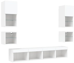 vidaXL Έπιπλα Τοίχου Τηλεόρασης 8 τεμ LED Λευκά από Επεξεργασμένο Ξύλο