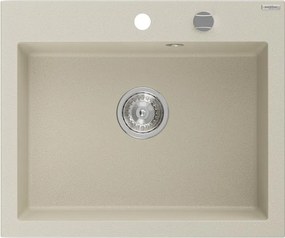 Mexen Elix νεροχύτης γρανίτης 1 θάλαμος 600 x 500 mm, μπεζ, σιφόνι χρώμιο