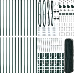 vidaXL Εξωτερική εξάγωνη περίφραξη με στήλη 50 x 0,6 μ Πράσινο Δίχτυ