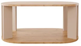 Τραπέζι Solka pakoworld σε oak απόχρωση με ανοιχτό γκρι 90x56x40εκ