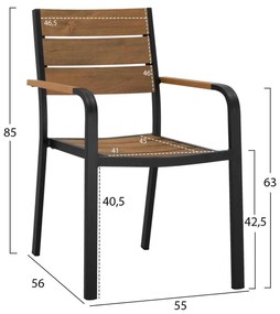 ΠΟΛΥΘΡΟΝΑ ΑΛΟΥΜΙΝΙΟΥ SAGA ΑΝΘΡΑΚΙ ΜΕ POLYWOOD HM5127.02 55x56x85Υεκ.