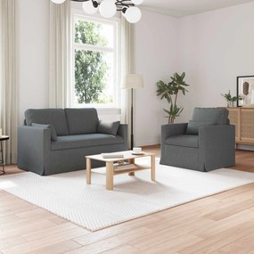 vidaXL Σετ Καναπέ 2 τμχ. Σκούρο Γκρι ύφασμα