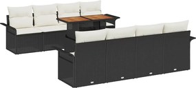 vidaXL Σετ Καναπέ Κήπου με αποθήκευση 9 pcs Μαύρο Πολυ ράταν