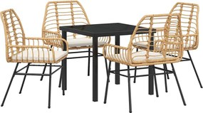vidaXL Σέτ φαγητού για κήπο 5 pcs Καφέ συνθετικό ρατάν
