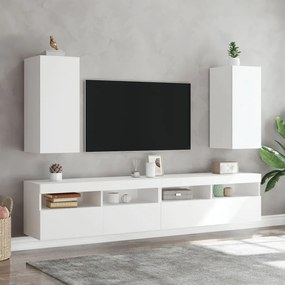 Έπιπλο Τοίχου Τηλεόρασης με LED Λευκό 30,5x35x70 εκ. - Λευκό