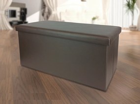 Σκαμπό Με Αποθηκευτικό Χώρο Καφέ Δέρμα 76x38x38cm