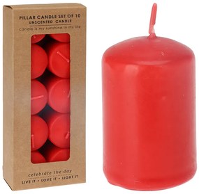 Σετ κεριά 3.8x3.8cm - 10 τεμάχια, Κόκκινα