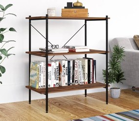 vidaXL Ραφιέρα 3 Επιπέδων Μαύρη και Φυσικό 80 x 40 x 92 εκ.