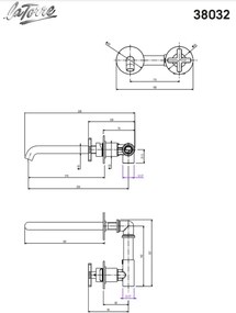 La Torre Elle Cross Gold Brushed 38032 – Εντοιχιζόμενη μπαταρία νιπτήρα