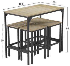 ΣΕΤ ΤΡΑΠΕΖΑΡΙΑ ΜΠΑΡ 5ΤΜΧ BOXY HM9882.01 ΜΑΥΡΟ ΜΕΤΑΛΛΟ-ΜΕΛΑΜΙΝΗ ΣΕ SONAMA