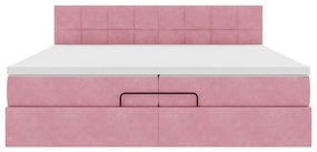 vidaXL Οθωμανικό κρεβάτι με στρώματα & LEDs Ροζ 200x200cm Velvet