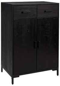 vidaXL Παπουτσοθήκη Μαύρη 75 x 40 x 110 εκ. από Μασίφ Ξύλο Πεύκου