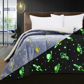 Beauty Home Κουβερτοπάπλωμα μονό φωσφοριζέ Glow Art 6268 160x220 Σιέλ