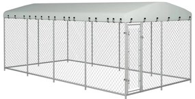 vidaXL Κλουβί Σκύλου Εξωτερικού Χώρου 7,6 x 3,8 x 2,3 μ. με Στέγαστρο