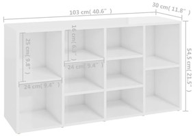 Παπουτσοθήκη Γυαλιστερή Λευκή 103x30x54,5 εκ. από Επεξ. Ξύλο - Λευκό