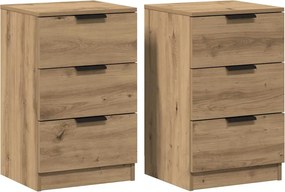 vidaXL Κομοδίνα 2 τεμ.Αρτισιανή Δρυς 40x36x65 εκ. Επεξ. Ξύλο