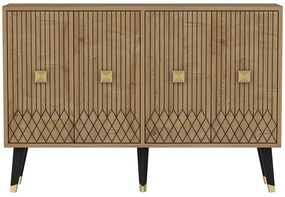 Μπουφές Carbin 327ODS1234 120x30x80cm Natural-Gold Μοριοσανίδα, Μελαμίνη