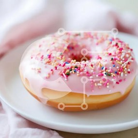 Σετ των 2 Intra Συλλεκτικό Ξύλινο Παζλ Plywood  4mm - Ροζ παγωμένο ντόνατ με ψεκασμούς Σε Ξύλινο Κουτί - Διαστάσεις: 10x10 cm – 25 κομμάτια