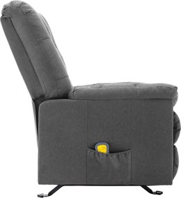 vidaXL Πολυθρόνα Μασάζ Ανακλινόμενη Ανοιχτό Γκρι Υφασμάτινη