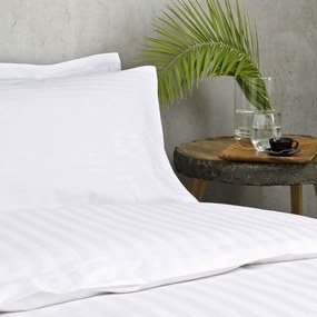 Μαξιλαροθήκη Ξενοδοχείου Oxford 3 Πλευρών White 230 Κλωστές Σατέν ρίγα 1cm 60% Βαμβ. Πενιέ 40% Πολ. 52 X 75 52x75cm Cotton-Polyester