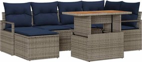 vidaXL Σετ Καναπέ Κήπου 7 pcs Γκρι και Ναυτικό