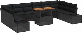 vidaXL Σετ Καναπέ Κήπου με αποθήκευση 11 pcs Μαύρο Πολυ ράταν